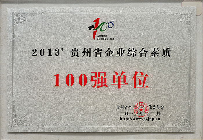 2013-贵州省企业综合素质-100强单位（2013.12）