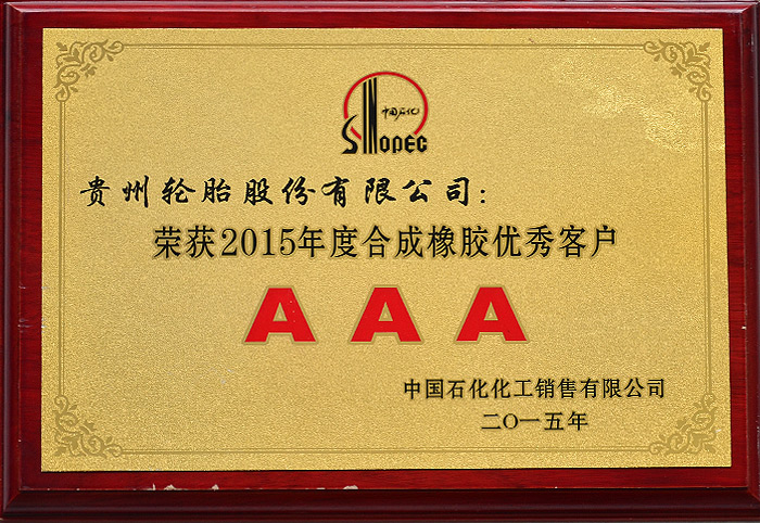 2015年度合成橡胶优秀客户（2015）