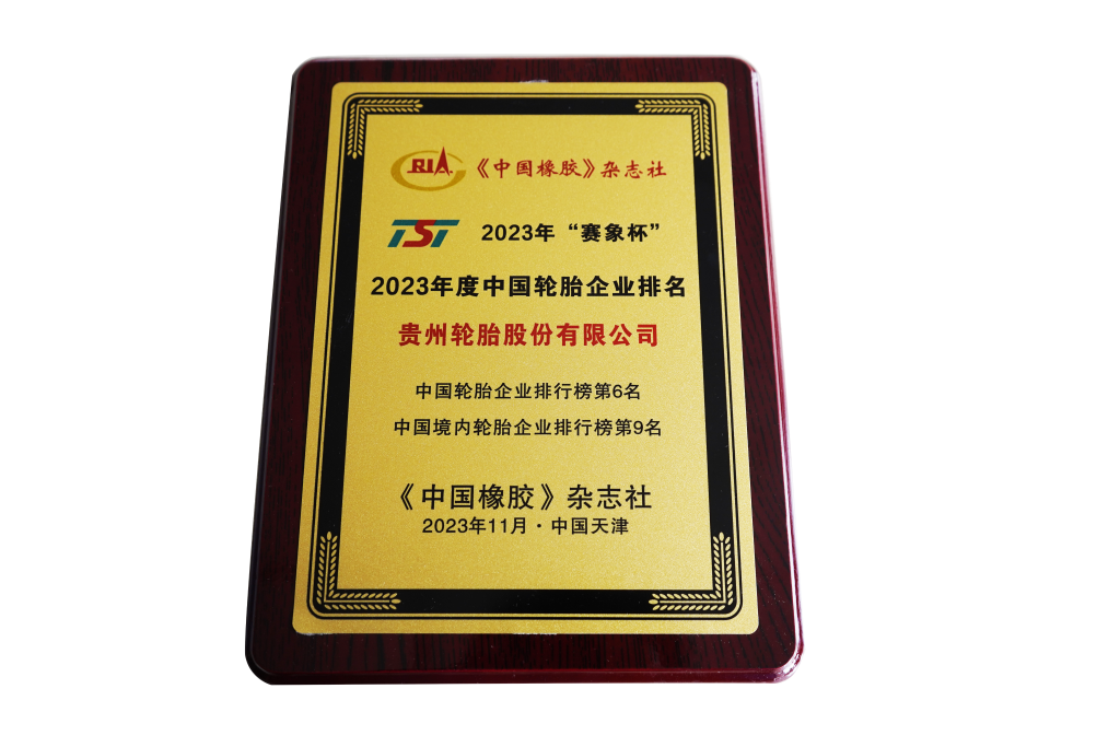 2023年“赛象杯”2023年度中国轮胎企业排名-中国轮胎企业排行榜第6名、中国境内轮胎企业排行榜第9名